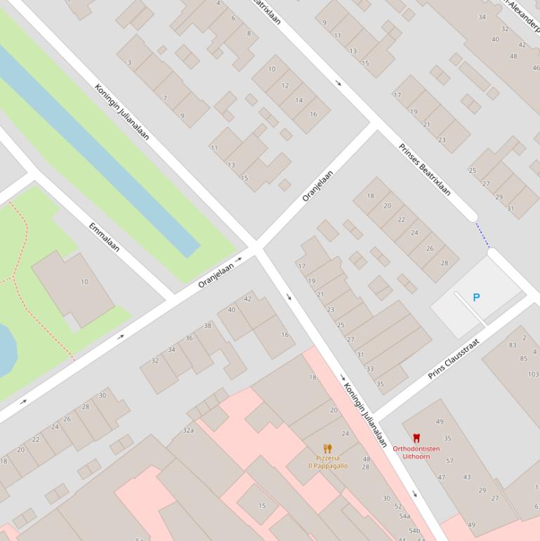 Kaart van de Koningin Julianalaan.