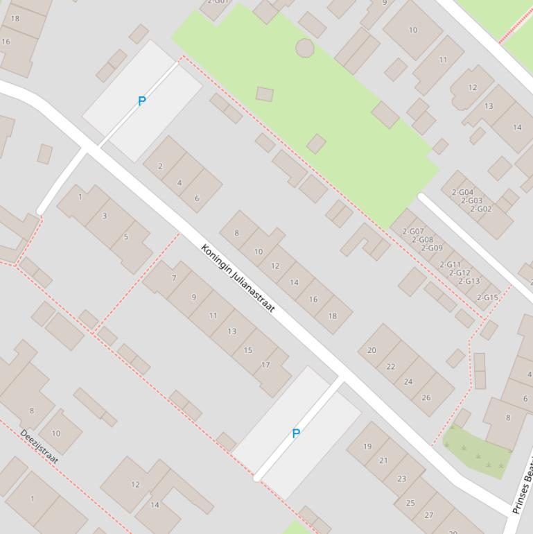 Kaart van de Koningin Julianastraat.