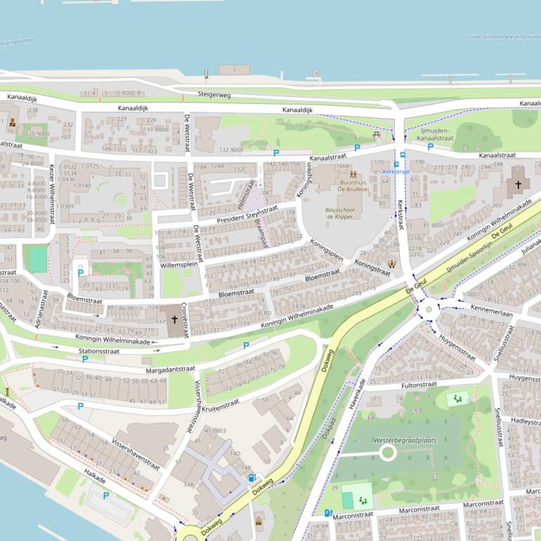 Kaart van de Koningin Wilhelminakade.