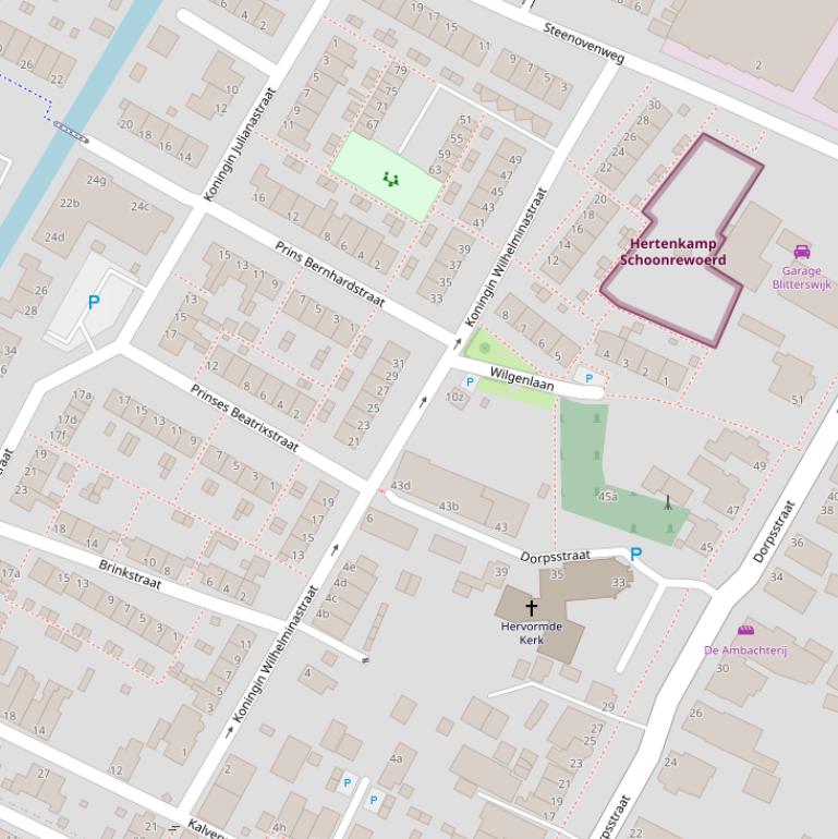 Kaart van de Koningin Wilhelminastraat.