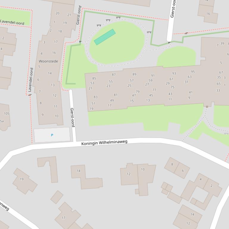 Kaart van de Koningin Wilhelminaweg.