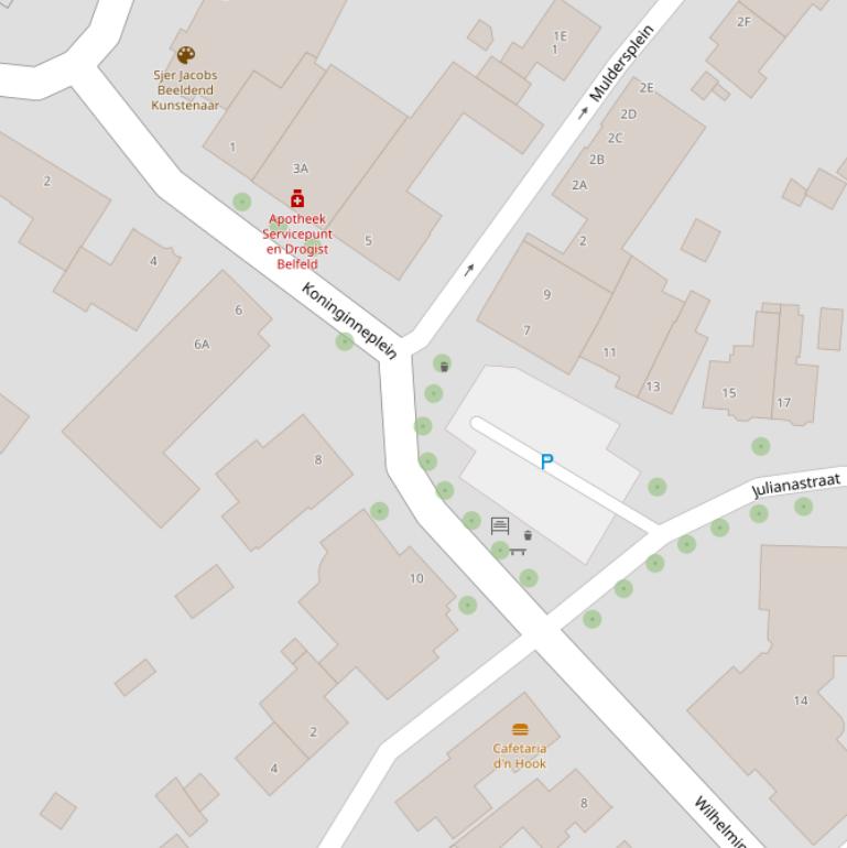 Kaart van het Koninginneplein.