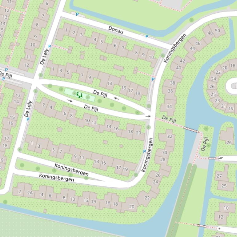 Kaart van  Koningsbergen.