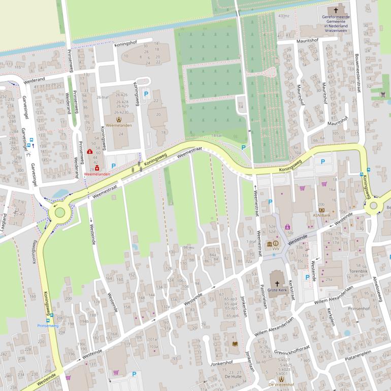 Kaart van de Koningsweg.