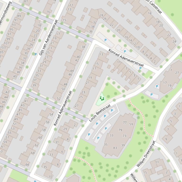 Kaart van de Konrad Adenauerstraat.