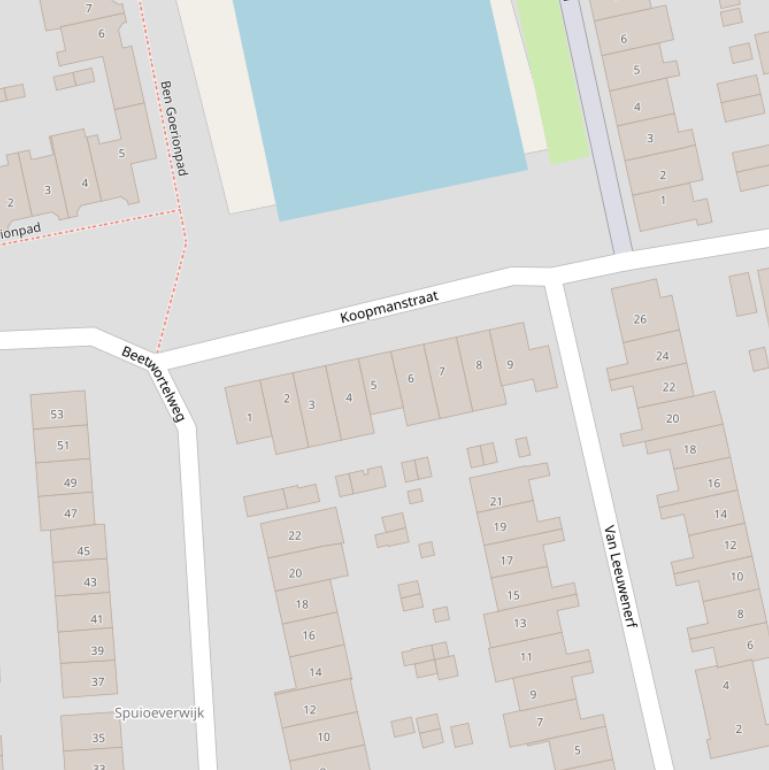 Kaart van de Koopmanstraat.