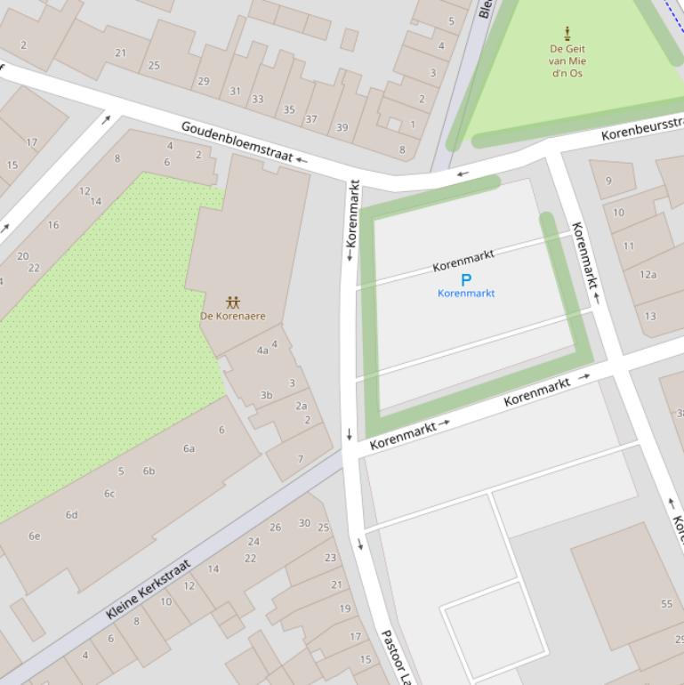 Kaart van de Korenmarkt.