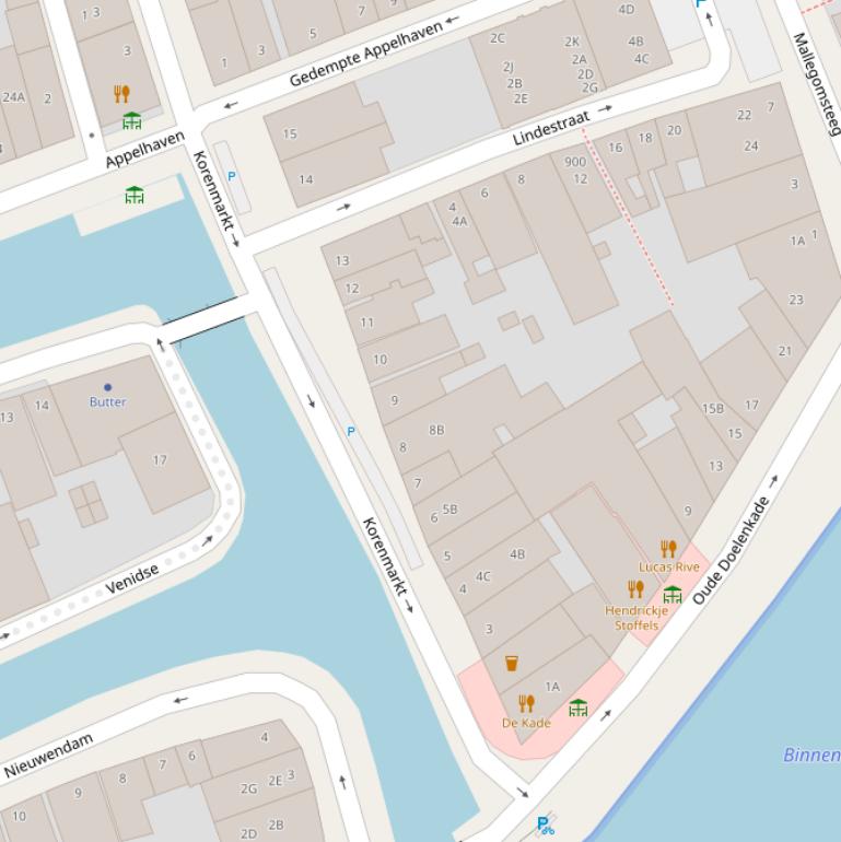 Kaart van de Korenmarkt.