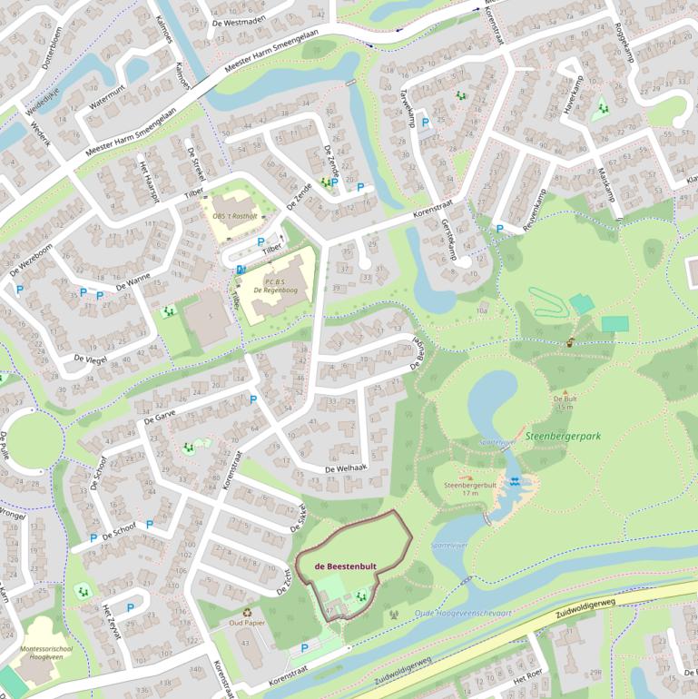 Kaart van de Korenstraat.