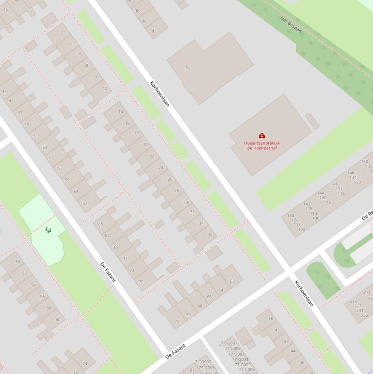 Kaart van de Korhoenlaan.