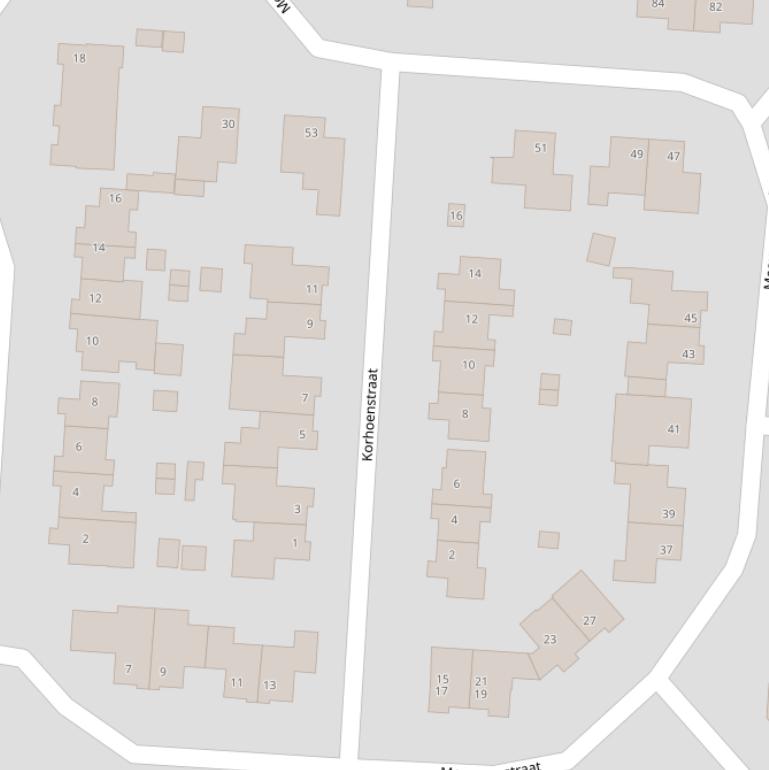 Kaart van de Korhoenstraat.