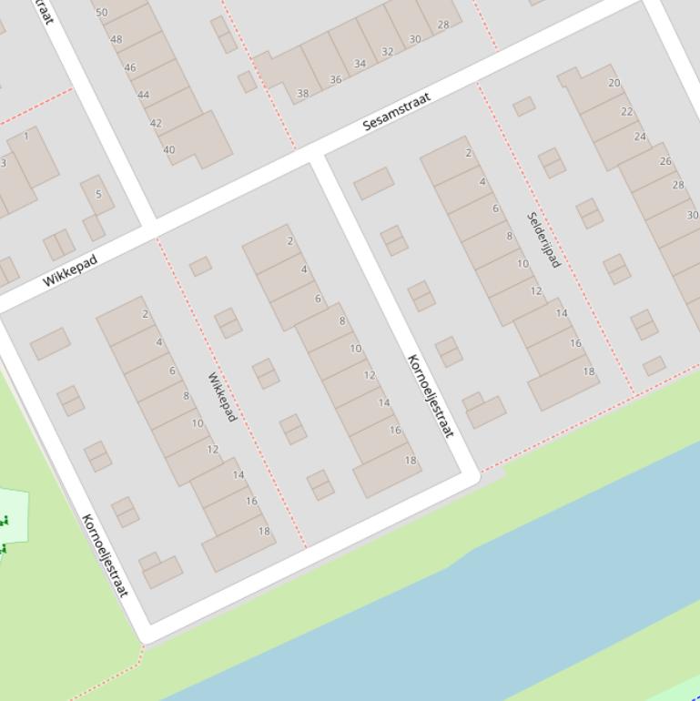 Kaart van de Kornoeljestraat.