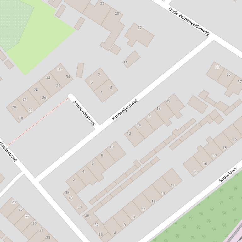 Kaart van de Kornoeljestraat.