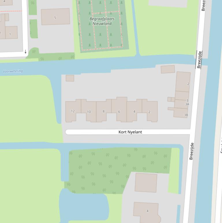 Kaart van  Kort Nyelant.