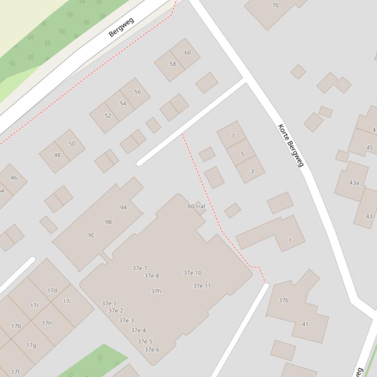 Kaart van de Korte Bergweg.