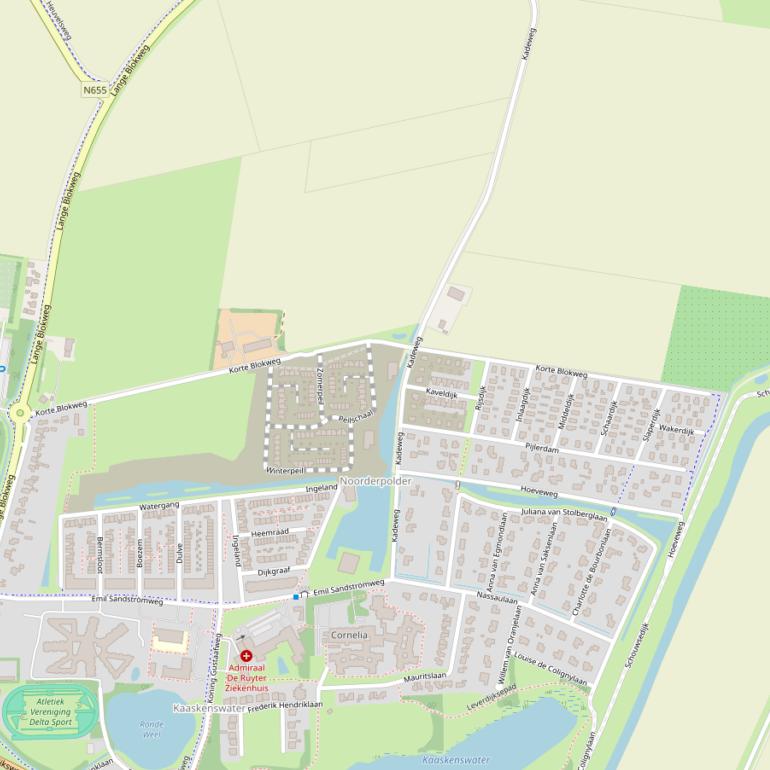 Kaart van de Korte Blokweg.