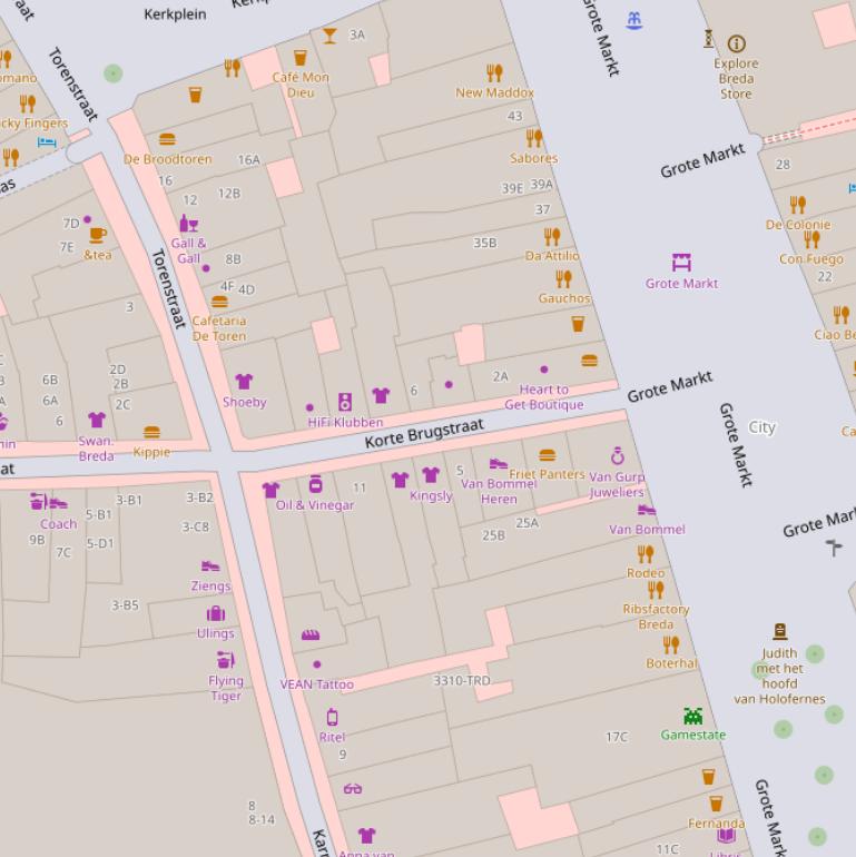 Kaart van de Korte Brugstraat.