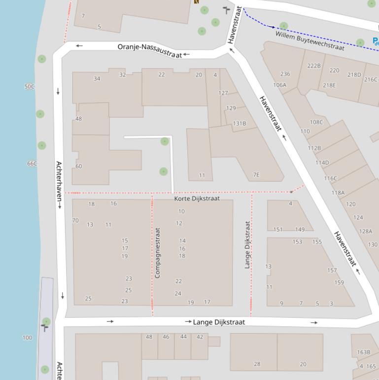 Kaart van de Korte Dijkstraat.