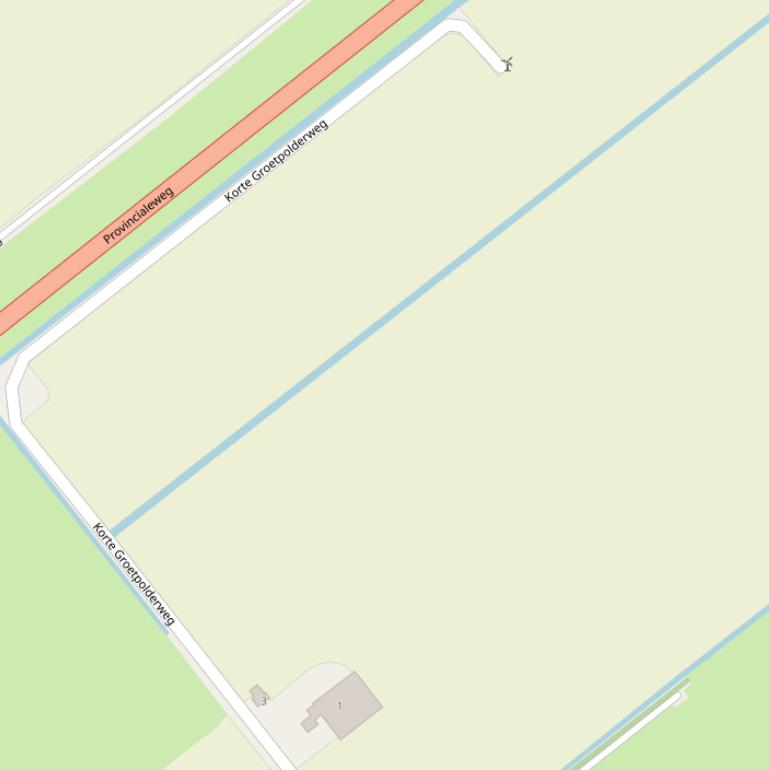 Kaart van de Korte Groetpolderweg.