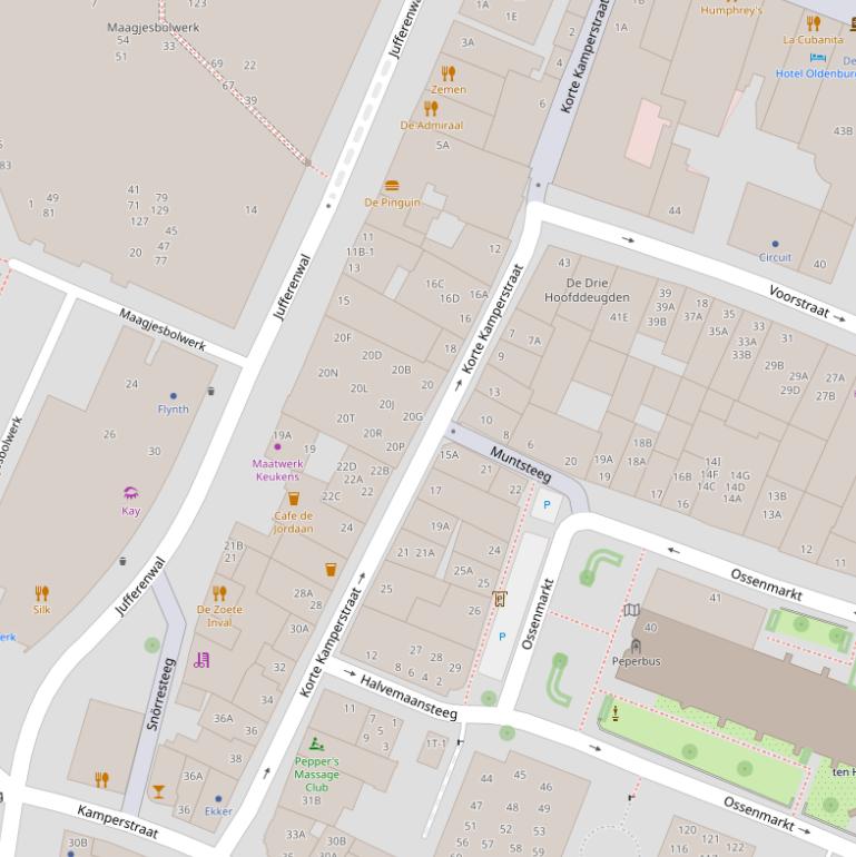 Kaart van de Korte Kamperstraat.