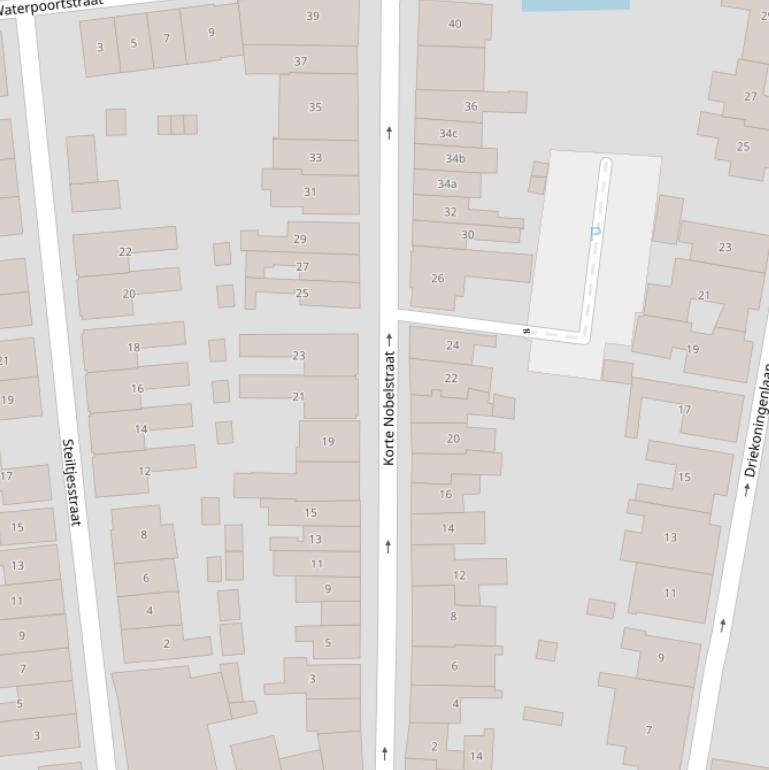 Kaart van de Korte Nobelstraat.