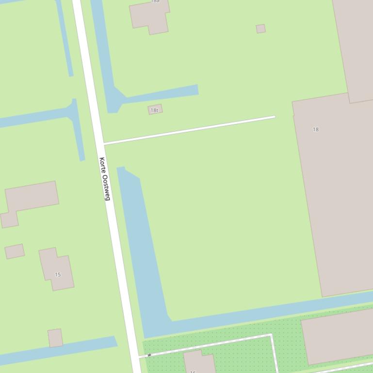 Kaart van de Korte Oostweg.