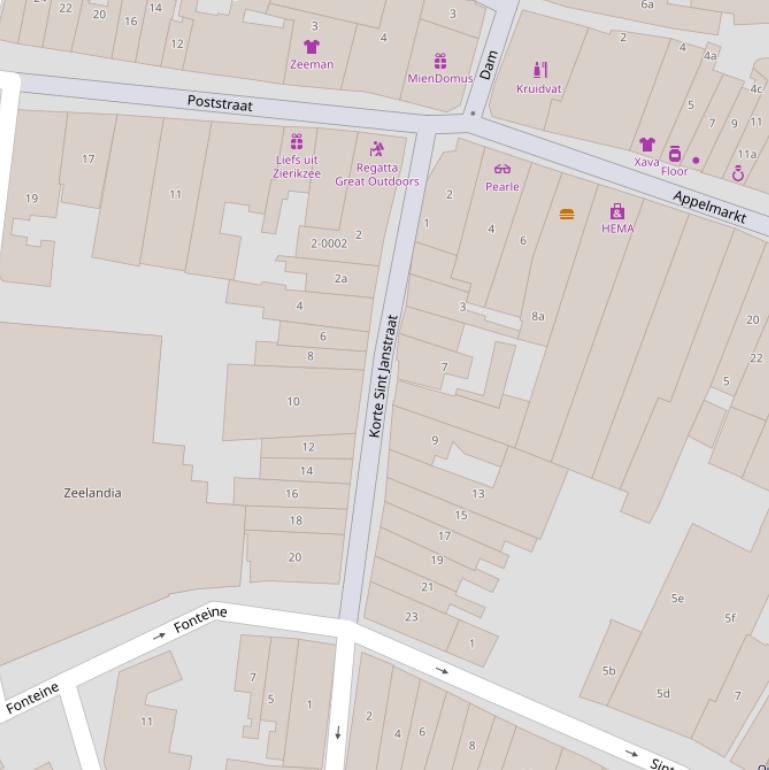 Kaart van de Korte St. Janstraat.