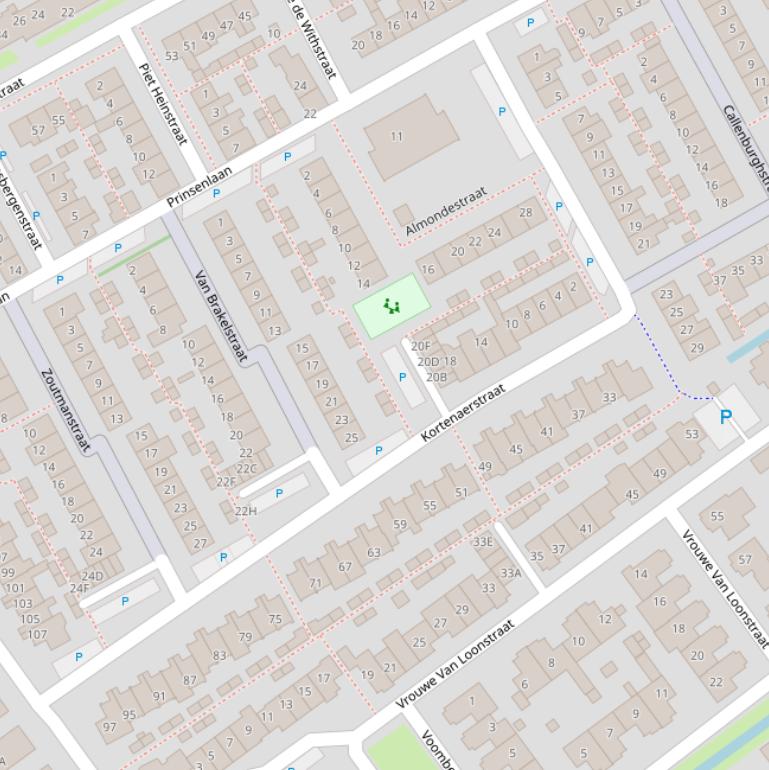 Kaart van de Kortenaerstraat.