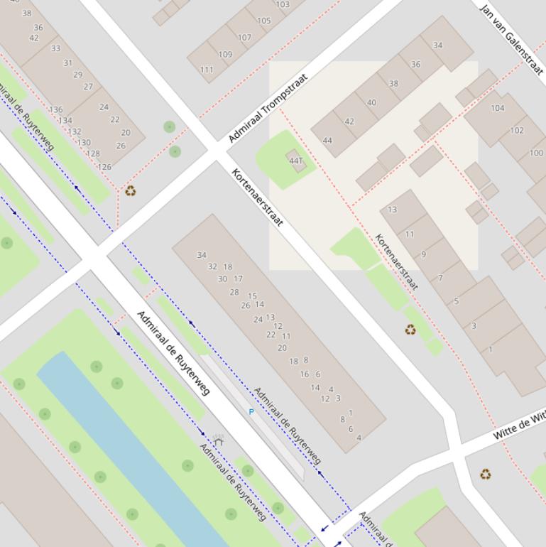 Kaart van de Kortenaerstraat.