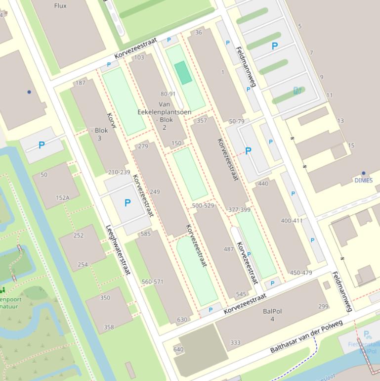 Kaart van de Korvezeestraat.