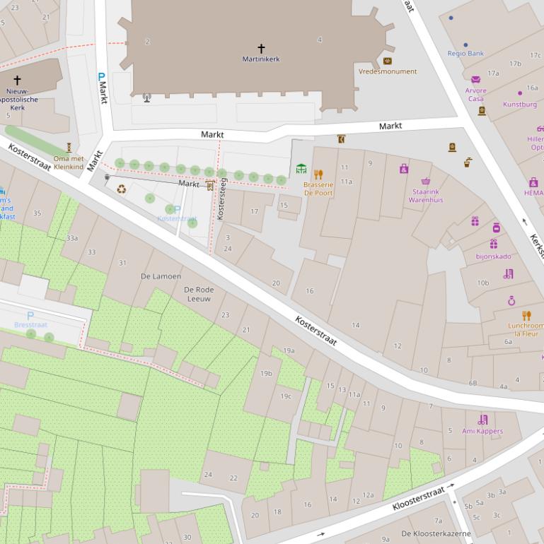 Kaart van de Kosterstraat.