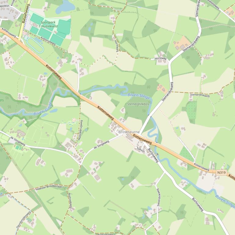 Kaart van de Kottenseweg.