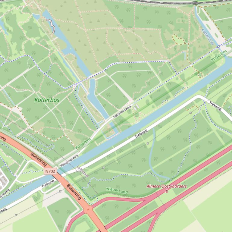 Kaart van de Kotterbosweg.