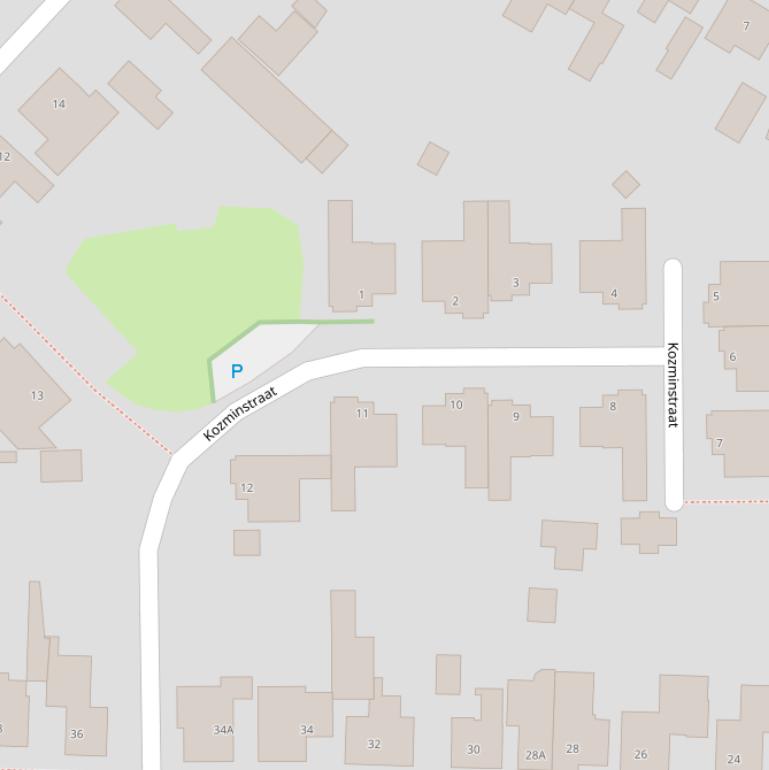 Kaart van de Kozminstraat.