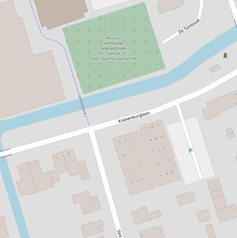 Kaart van de Kranenburglaan.