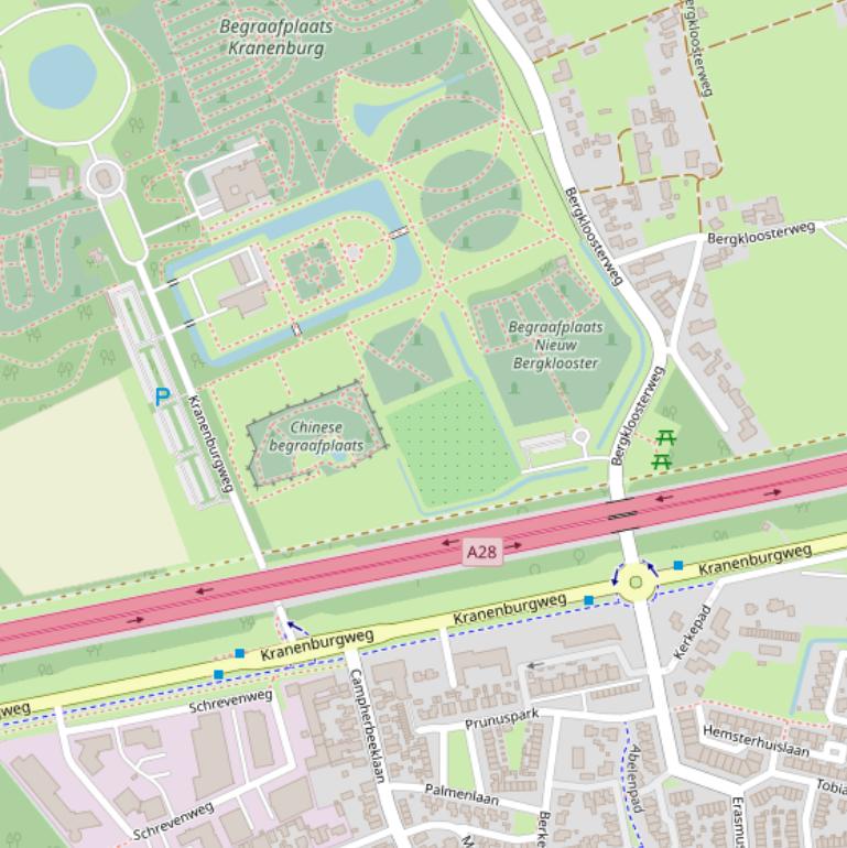 Kaart van de Kranenburgweg.