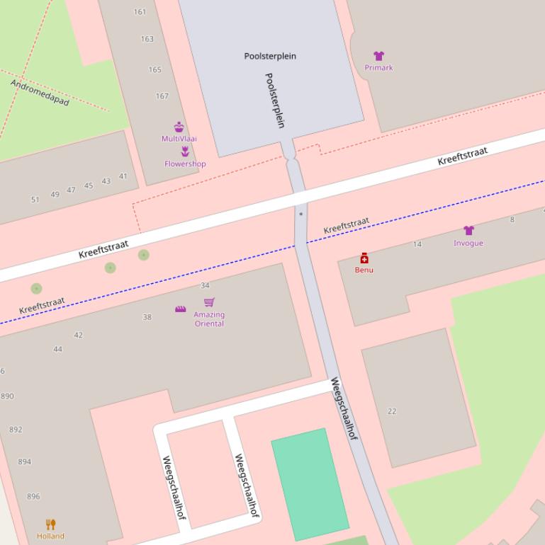 Kaart van de Kreeftstraat.