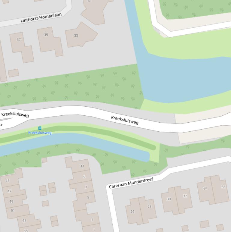 Kaart van de Kreeksluisweg.