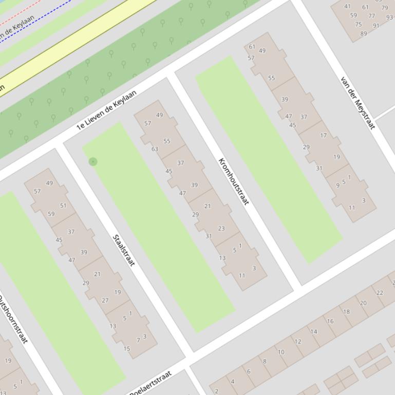 Kaart van de Kromhoutstraat.