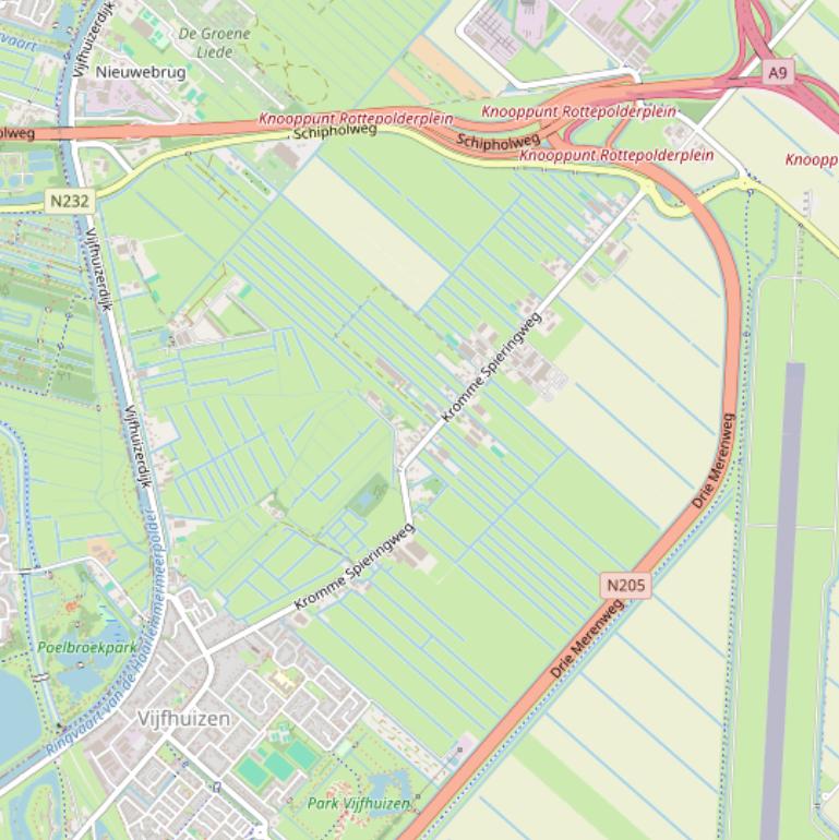 Kaart van de Kromme Spieringweg.