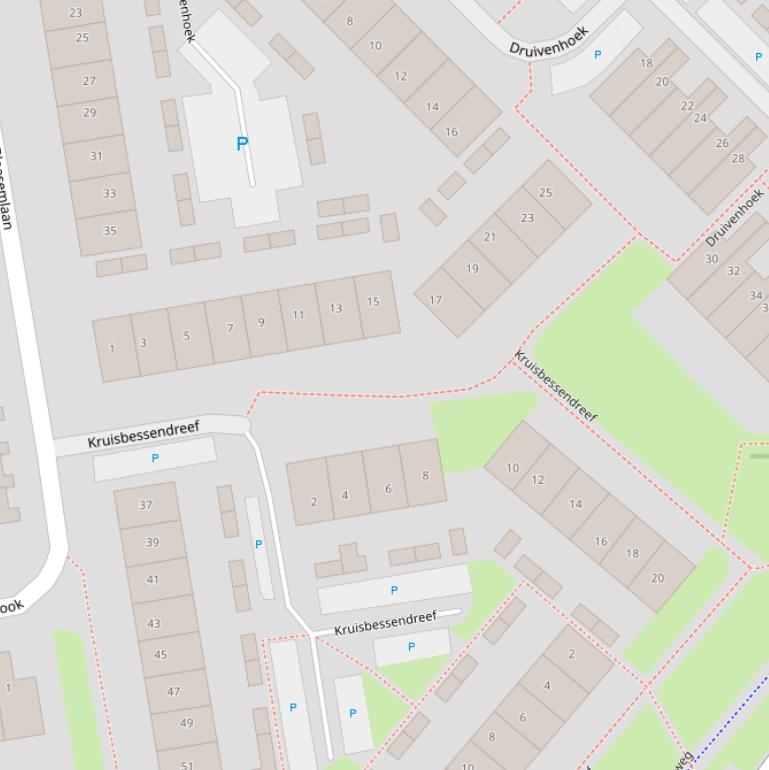 Kaart van de Kruisbessendreef.
