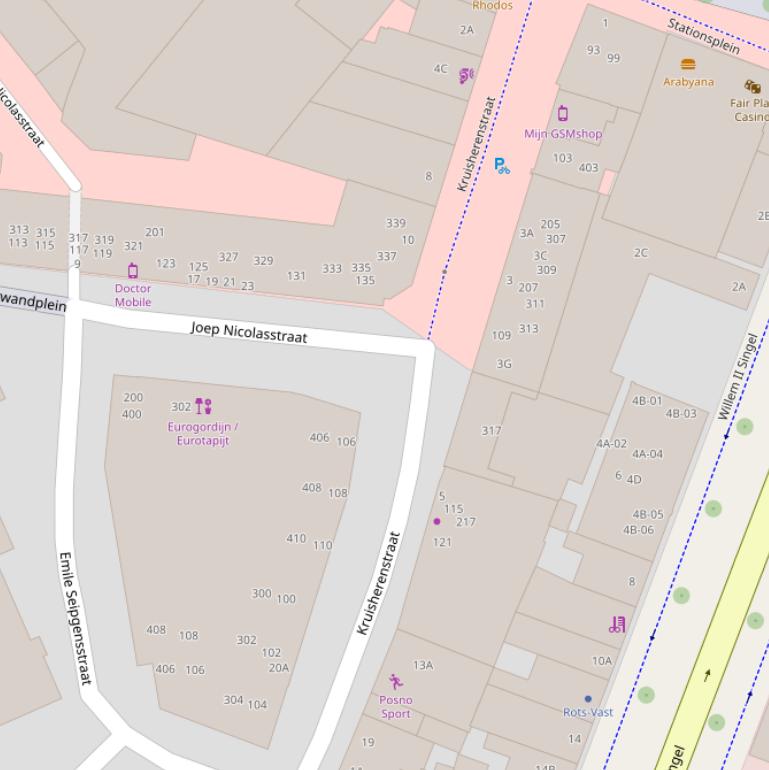 Kaart van de Kruisherenstraat.