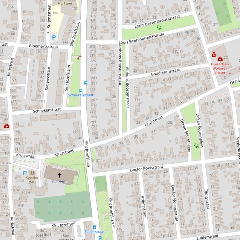 Kaart van de Kruisstraat.