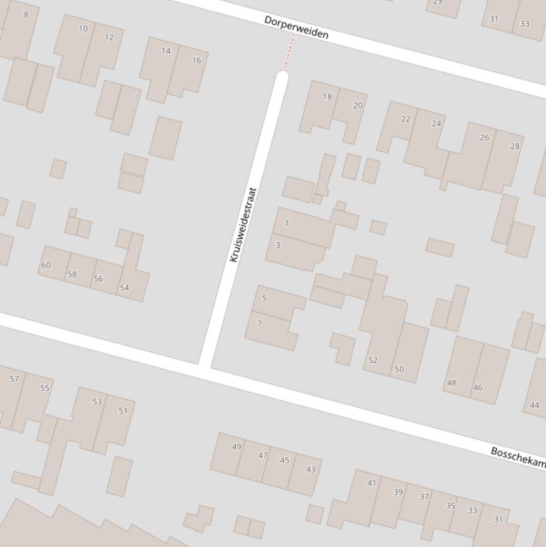 Kaart van de Kruisweidestraat.