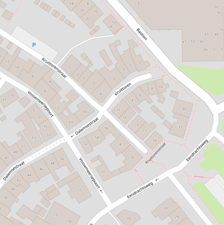 Kaart van de Kruittorenstraat.