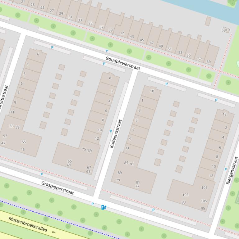 Kaart van de Kuifeendstraat.