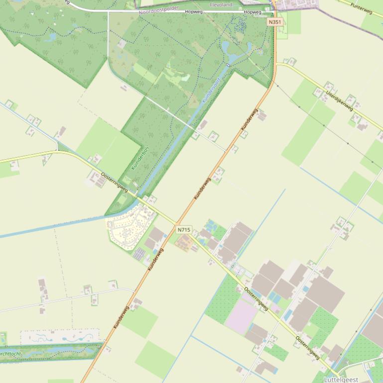 Kaart van de Kuinderweg.