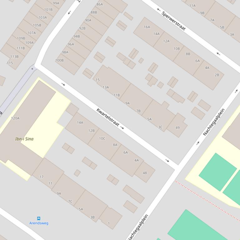 Kaart van de Kwartelstraat.