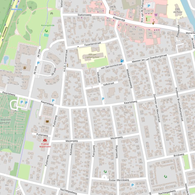 Kaart van de Kwartelweg.