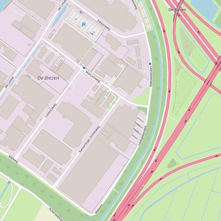 Kaart van de Laanakkerweg.